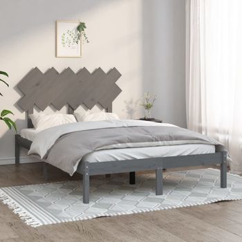 Cama Matrimonial | Cama Para Adultos | Estructura De Cama De Madera Maciza Gris 120x200 Cm Cfw418162