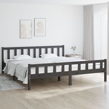 Cama Matrimonial | Cama Para Adultos | Estructura De Cama De Madera Maciza Gris 160x200 Cm Cfw383640