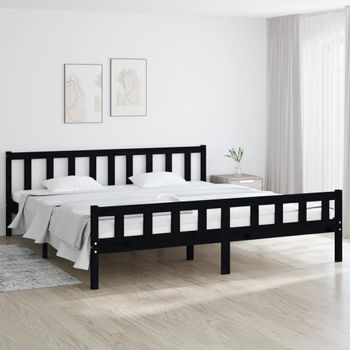 Cama Matrimonial | Cama Para Adultos | Estructura De Cama De Madera Maciza Negra 160x200 Cm Cfw248699