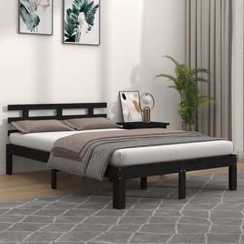 Cama Matrimonial | Cama Para Adultos | Estructura De Cama De Madera Maciza Negro 200x200 Cm Cfw914592