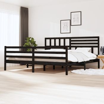 Cama Matrimonial | Cama Para Adultos | Estructura De Cama De Madera Maciza Negro 200x200 Cm Cfw807960