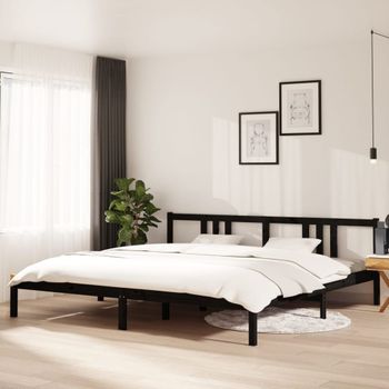 Cama Matrimonial | Cama Para Adultos | Estructura De Cama De Madera Maciza Negro 200x200 Cm Cfw458360