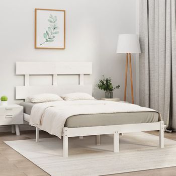 Cama Matrimonial | Cama Para Adultos | Estructura De Cama De Madera Maciza Pino Blanca 160x200 Cm Cfw985370