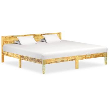 Cama Matrimonial | Cama Para Adultos | Estructura De Cama De Madera Maciza Reciclada 200x200 Cm Cfw723530