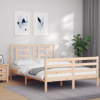 Cama Matrimonial | Cama Para Adultos | Estructura De Cama De Matrimonio Con Cabecero Madera Maciza Cfw511415