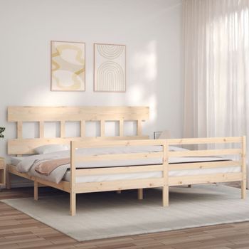 Cama Matrimonial | Cama Para Adultos | Estructura De Cama De Matrimonio Con Cabecero Madera Maciza Cfw809448