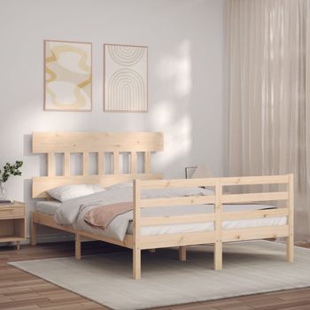 Cama Matrimonial | Cama Para Adultos | Estructura De Cama De Matrimonio Con Cabecero Madera Maciza Cfw523670