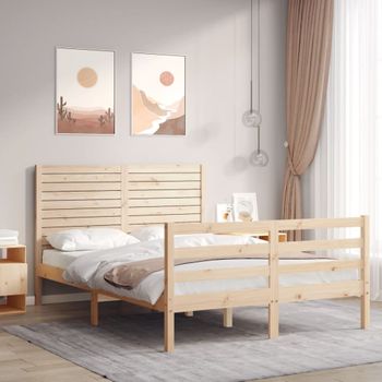 Cama Matrimonial | Cama Para Adultos | Estructura De Cama De Matrimonio Con Cabecero Madera Maciza Cfw551916