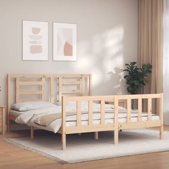 Cama Matrimonial | Cama Para Adultos | Estructura De Cama De Matrimonio Con Cabecero Madera Maciza Cfw878480