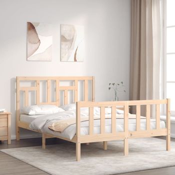 Cama Matrimonial | Cama Para Adultos | Estructura De Cama De Matrimonio Con Cabecero Madera Maciza Cfw724920