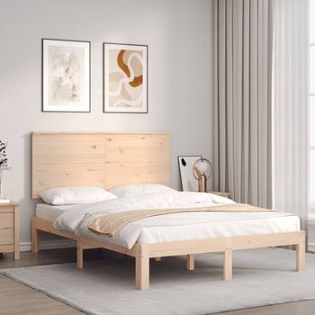 Cama Matrimonial | Cama Para Adultos | Estructura De Cama De Matrimonio Con Cabecero Madera Maciza Cfw483340