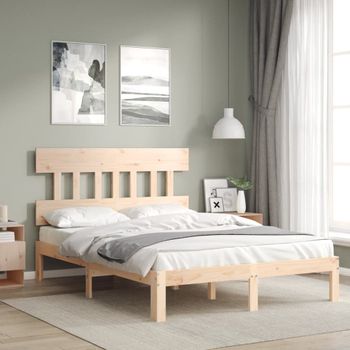 Cama Matrimonial | Cama Para Adultos | Estructura De Cama De Matrimonio Con Cabecero Madera Maciza Cfw224348