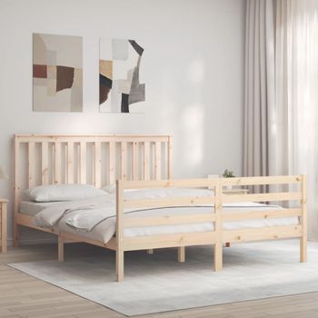 Cama Matrimonial | Cama Para Adultos | Estructura De Cama De Matrimonio Con Cabecero Madera Maciza Cfw268990