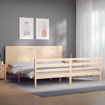 Cama Matrimonial | Cama Para Adultos | Estructura De Cama De Matrimonio Con Cabecero Madera Maciza Cfw761877