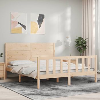 Cama Matrimonial | Cama Para Adultos | Estructura De Cama De Matrimonio Con Cabecero Madera Maciza Cfw634534