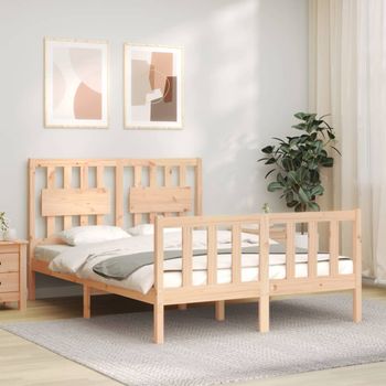 Cama Matrimonial | Cama Para Adultos | Estructura De Cama De Matrimonio Con Cabecero Madera Maciza Cfw408552