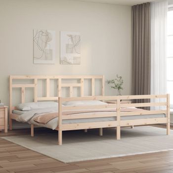 Cama Matrimonial | Cama Para Adultos | Estructura De Cama De Matrimonio Con Cabecero Madera Maciza Cfw171985