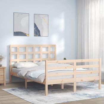 Cama Matrimonial | Cama Para Adultos | Estructura De Cama De Matrimonio Con Cabecero Madera Maciza Cfw652883