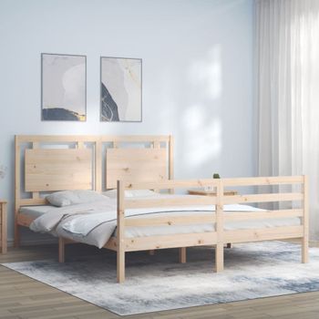 Cama Matrimonial | Cama Para Adultos | Estructura De Cama De Matrimonio Con Cabecero Madera Maciza Cfw792747