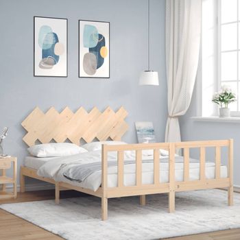 Cama Matrimonial | Cama Para Adultos | Estructura De Cama De Matrimonio Con Cabecero Madera Maciza Cfw251709