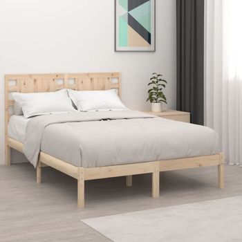 Cama Matrimonial | Cama Para Adultos | Estructura De Cama De Matrimonio Madera Maciza 135x190 Cm Cfw121087