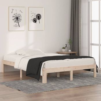 Cama Para Adultos | Estructura De Cama De Matrimonio Madera Maciza 135x190 Cm Cfw339795