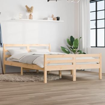 Cama Matrimonial | Cama Para Adultos | Estructura De Cama De Matrimonio Madera Maciza 135x190 Cm Cfw573791