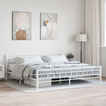 Cama Matrimonial | Cama Para Adultos | Estructura De Cama De Metal Blanca 180x200 Cm Cfw272079