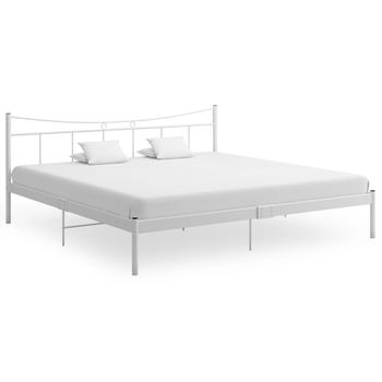 Cama Matrimonial | Cama Para Adultos | Estructura De Cama De Metal Blanca 200x200 Cm Cfw587092