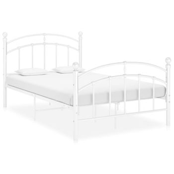 Cama Matrimonial | Cama Para Adultos | Estructura De Cama De Metal Blanco 120x200 Cm Cfw964097