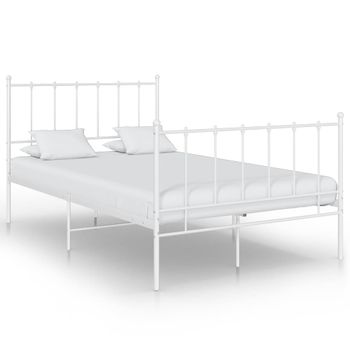 Cama Matrimonial | Cama Para Adultos | Estructura De Cama De Metal Blanco 120x200 Cm Cfw776339