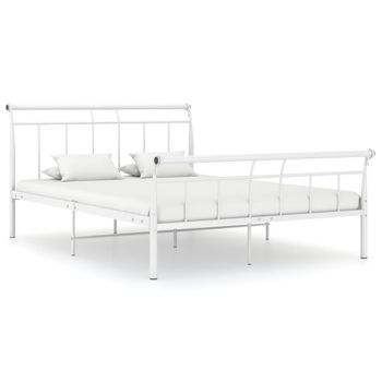 Cama Matrimonial | Cama Para Adultos | Estructura De Cama De Metal Blanco 140x200 Cm Cfw592083