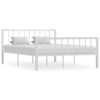 Cama Matrimonial | Cama Para Adultos | Estructura De Cama De Metal Blanco 140x200 Cm Cfw371344