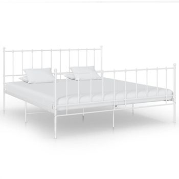 Cama Matrimonial | Cama Para Adultos | Estructura De Cama De Metal Blanco 180x200 Cm Cfw812415