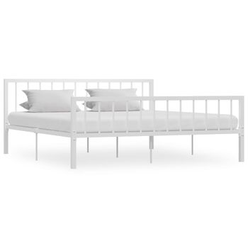 Cama Matrimonial | Cama Para Adultos | Estructura De Cama De Metal Blanco 180x200 Cm Cfw449943