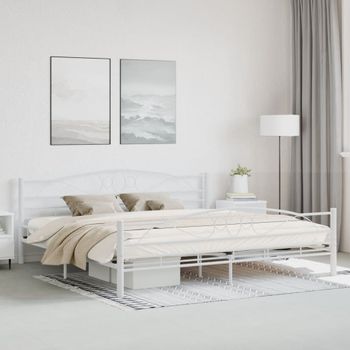 Cama Matrimonial | Cama Para Adultos | Estructura De Cama De Metal Blanco 200x200 Cm Cfw251746