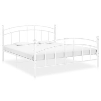 Cama Matrimonial | Cama Para Adultos | Estructura De Cama De Metal Blanco 200x200 Cm Cfw318917