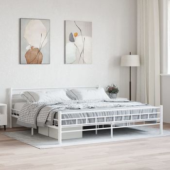 Cama Matrimonial | Cama Para Adultos | Estructura De Cama De Metal Blanco 200x200 Cm Cfw209279