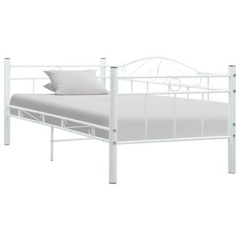 Cama Para Adultos | Estructura De Cama De Metal Blanco 90x200 Cm Cfw191835