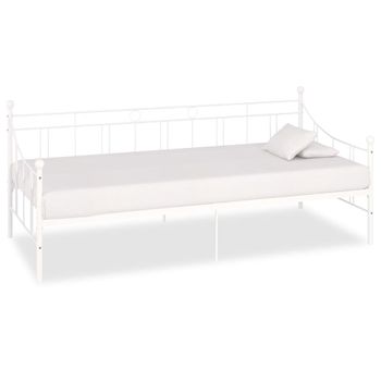 Cama Individual | Cama Para Adultos | Estructura De Cama De Metal Blanco 90x200 Cm Cfw549534