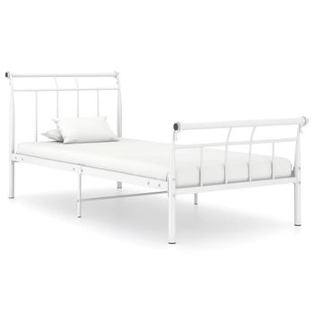 Cama Individual | Cama Para Adultos | Estructura De Cama De Metal Blanco 90x200 Cm Cfw659528