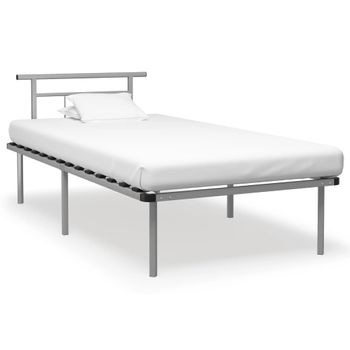 Cama Individual | Cama Para Adultos | Estructura De Cama De Metal Gris 100x200 Cm Cfw276827