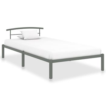 Cama Individual | Cama Para Adultos | Estructura De Cama De Metal Gris 100x200 Cm Cfw179614