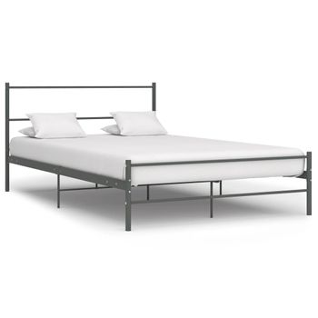 Cama Matrimonial | Cama Para Adultos | Estructura De Cama De Metal Gris 120x200 Cm Cfw424238