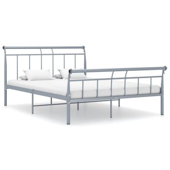 Cama Matrimonial | Cama Para Adultos | Estructura De Cama De Metal Gris 140x200 Cm Cfw649790