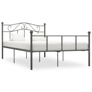 Cama Matrimonial | Cama Para Adultos | Estructura De Cama De Metal Gris 140x200 Cm Cfw767751