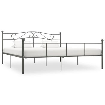 Cama Matrimonial | Cama Para Adultos | Estructura De Cama De Metal Gris 180x200 Cm Cfw172480