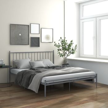 Cama Matrimonial | Cama Para Adultos | Estructura De Cama De Metal Gris 200x200 Cm Cfw724690