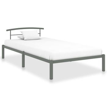 Cama Individual | Cama Para Adultos | Estructura De Cama De Metal Gris 90x200 Cm Cfw540928