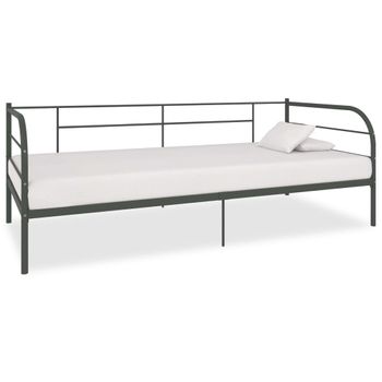 Cama Individual | Cama Para Adultos | Estructura De Cama De Metal Gris 90x200 Cm Cfw735975